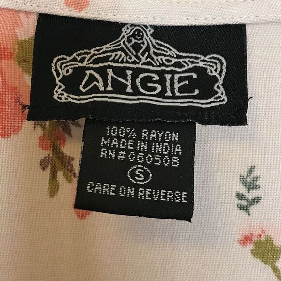 Angie Size S Tunic Top Pullover Tunic Boho Rayon Bell Sleeve Mixed Floral Hippie - Picture 5 of 8